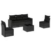 vidaXL 6 pcs conjunto sof&aacute;s de jardim c/ almofad&otilde;es vime PE preto