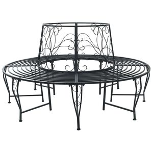vidaXL Banco de &Aacute;rvore 8-N&uacute;mero de lugares &Oslash; 160 x 89 cm A&ccedil;o Preto