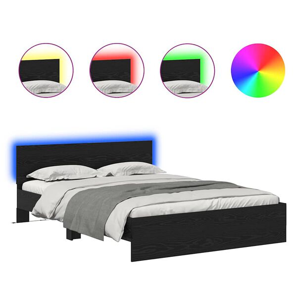 vidaXL Estrutura da Cama com cabeceira Carvalho Preto 120 x 190 cm