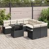 vidaXL Conjunto de Sof&aacute; de Jardim 9 pcs Preto Rattan Sint&eacute;tico