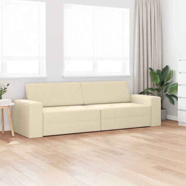 vidaXL Sof&aacute;-Cama 200cm Creme tecido