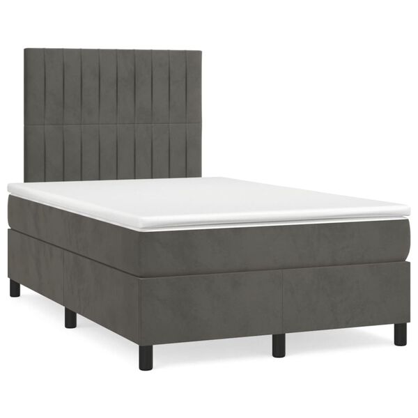 vidaXL Cama boxspring com colch&atilde;o 120x200 cm veludo cinzento-escuro