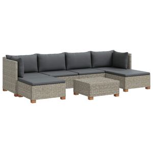 vidaXL 7 unid. Conjunto de Lounge em Rattan com Almofadas GENDT