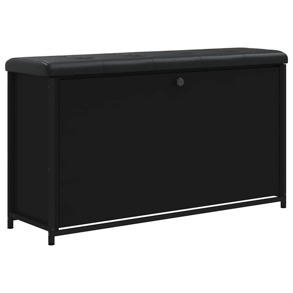vidaXL Banco sapateira com gaveta articulada 102x32x56 cm preto