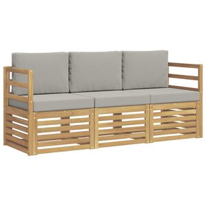 vidaXL Conjuntos de sof&aacute;s 3 unid. Branco e Cinzento-Claro Polyester