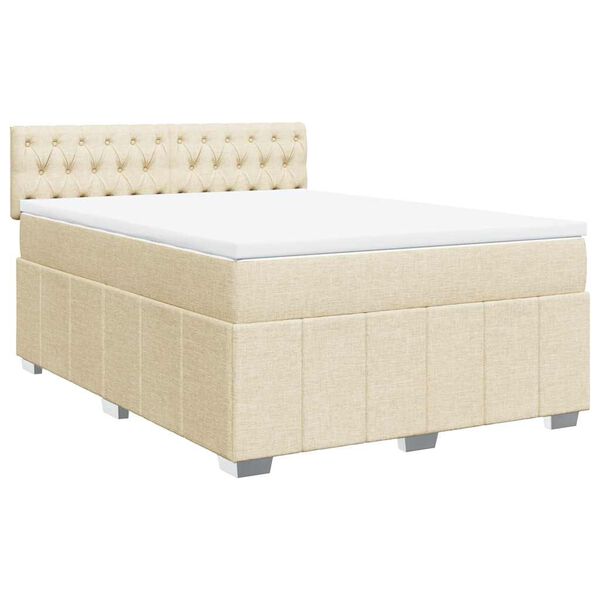vidaXL Cama com molas/colch&atilde;o 140x190 cm tecido cor creme