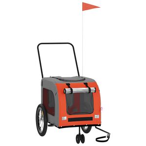 vidaXL Reboque bicicleta p/ animais tecido oxford/ferro laranja/cinza
