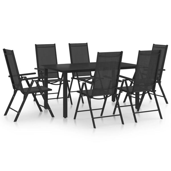 vidaXL 7 pcs conjunto de jantar para jardim alumínio preto