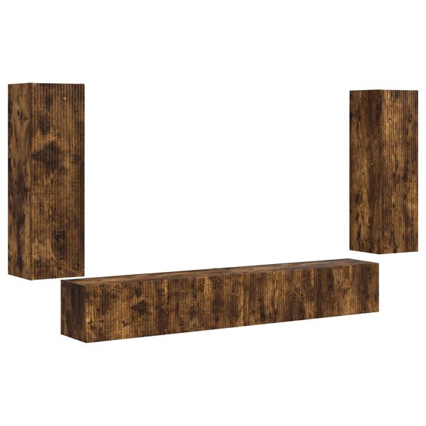 vidaXL Conjunto de Gabinete de Parede para TV 4 pcs Carvalho Defumado
