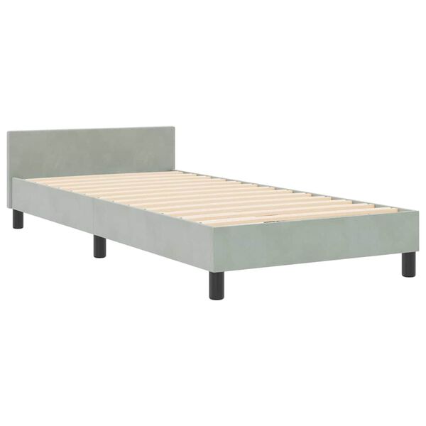 vidaXL Cama Box com cabeceira Cinzento-claro 100 x 200 cm Veludo