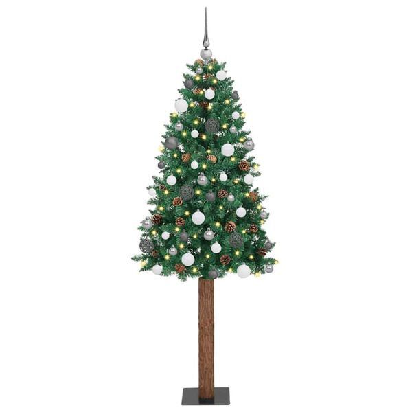 vidaXL &Aacute;rvore de Natal Slim com 300 LEDs com suporte Verde 180 cm