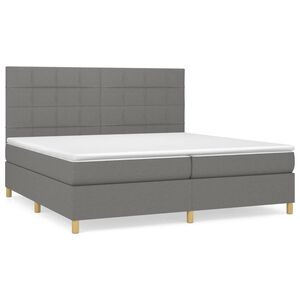 vidaXL Cama com molas/colch&atilde;o 200x200 cm tecido cinzento-escuro