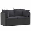 vidaXL 2 pcs conjunto sof&aacute;s de jardim c/ almofad&otilde;es vime PE preto