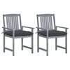 vidaXL Cadeiras de jardim com almofad&otilde;es 2 pcs ac&aacute;cia maci&ccedil;a cinza