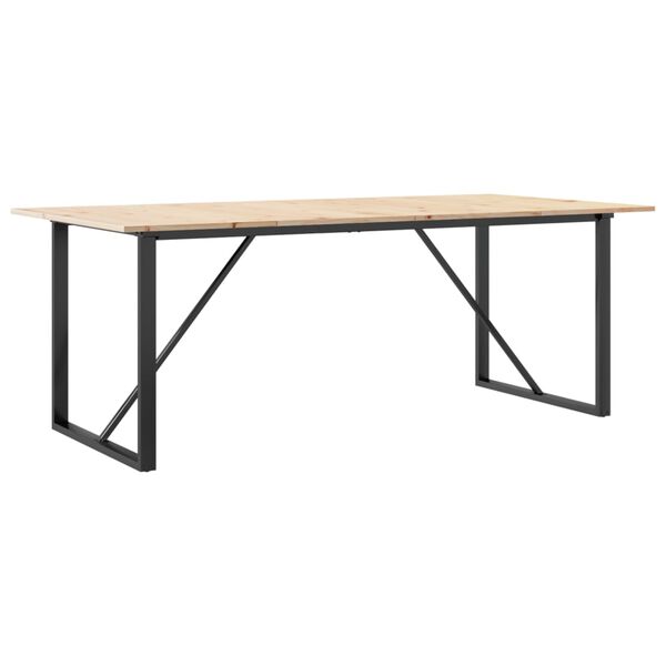 vidaXL Mesa de jantar estrutura em O 200x100x75 cm pinho/a&ccedil;o