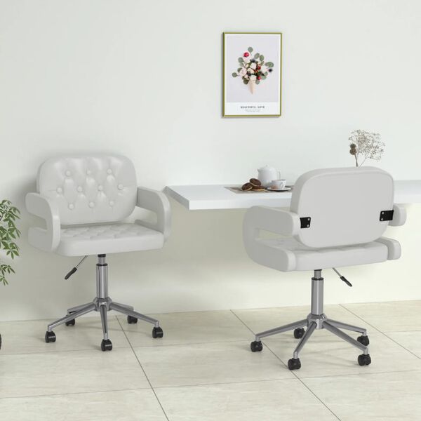 vidaXL Cadeiras de jantar girat&oacute;rias 2 pcs couro artificial branco