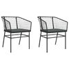 vidaXL Cadeiras de jardim com almofad&otilde;es 2 pcs vime PE preto