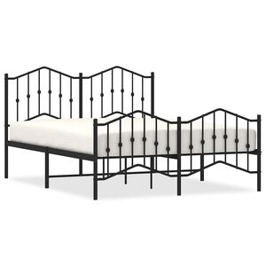 vidaXL Estrutura de cama com cabeceira e p&eacute;s 140x200 cm metal preto