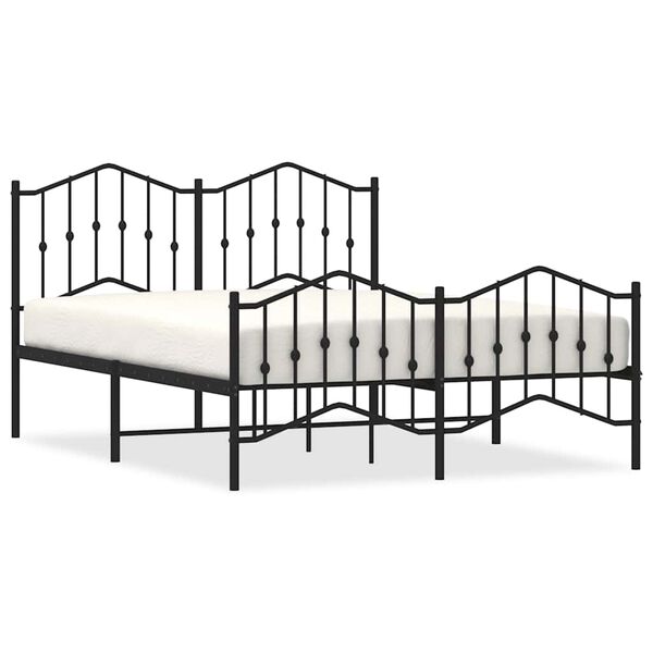 vidaXL Estrutura de cama com cabeceira e p&eacute;s 140x200 cm metal preto