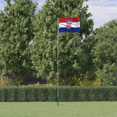 vidaXL Bandeira da Croácia e mastro 5,55 m alumínio