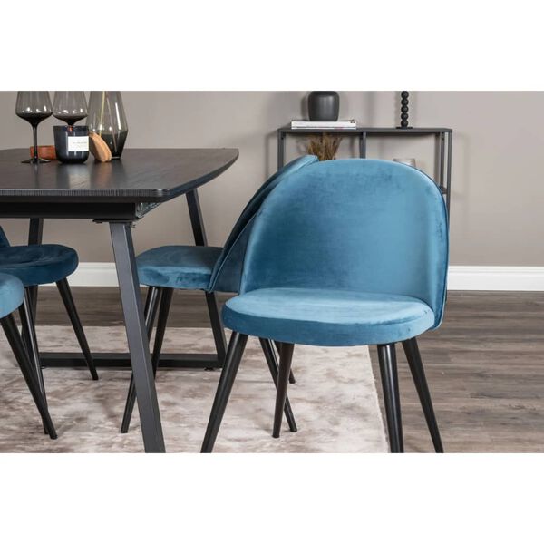 Venture Home Cadeiras de jantar Velvet 2 pcs veludo preto e azul