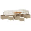 vidaXL Conjunto de Sof&aacute; de Jardim 9 unid. Bege vime PE