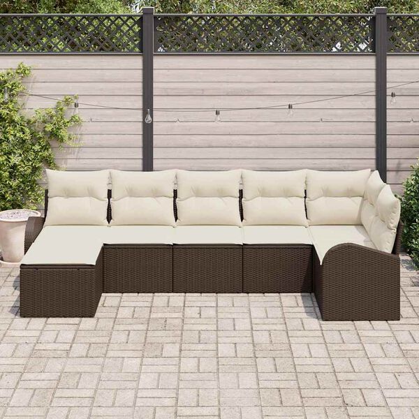 vidaXL Conjunto de Sof&aacute; de Jardim 7 pcs Castanho Rattan Sint&eacute;tico