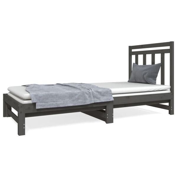 vidaXL Estrutura sof&aacute;-cama de puxar 2x(90x190) cm pinho maci&ccedil;o cinza