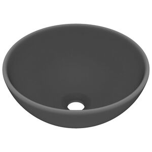 vidaXL Lavat&oacute;rio WC luxuoso redondo 32,5x14cm cer&acirc;mica cinzento mate