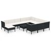 vidaXL 12 pcs conjunto lounge de jardim c/ almofad&otilde;es vime PE preto