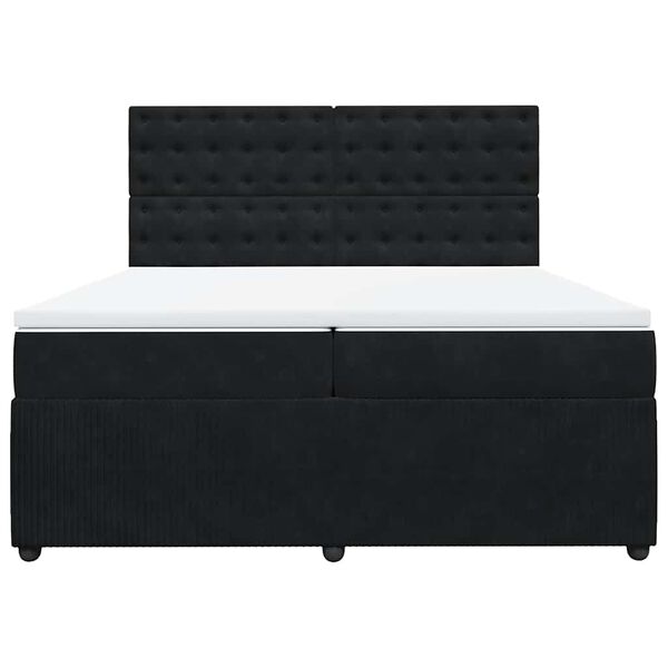 vidaXL Cama com molas/colch&atilde;o 200x200 cm veludo preto