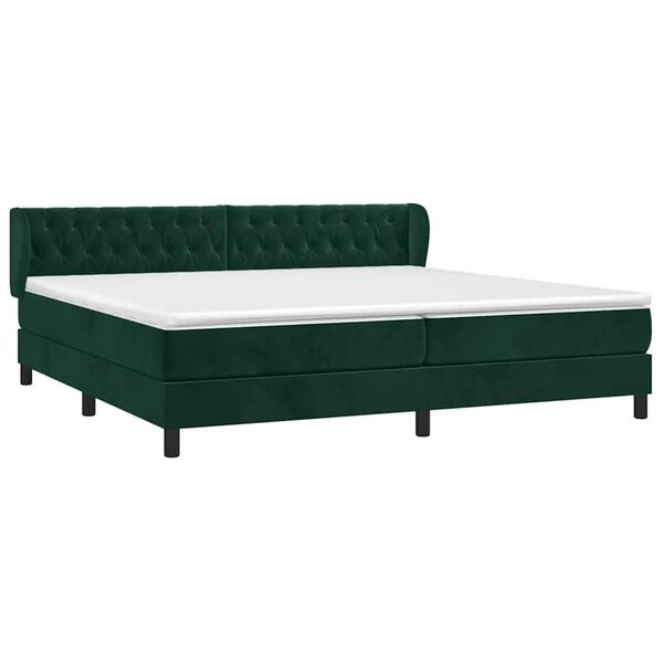 vidaXL Cama com molas/colch&atilde;o 200x200 cm veludo verde-escuro