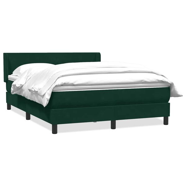 vidaXL Cama com molas/colch&atilde;o 160x220 cm veludo verde-escuro