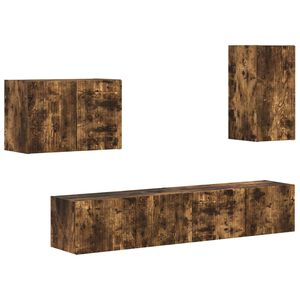 vidaXL Conjunto de Gabinete de Parede para TV 4 pcs Carvalho Defumado