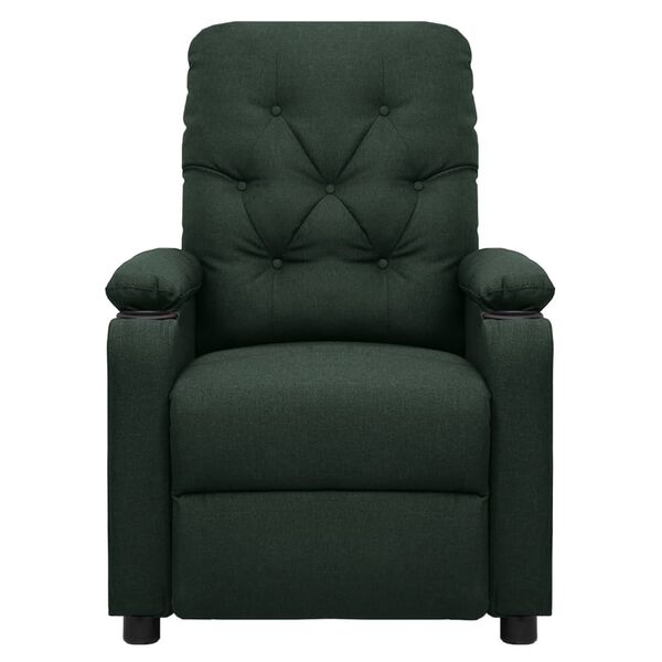 vidaXL Poltrona de massagens el&eacute;trica tecido verde-escuro