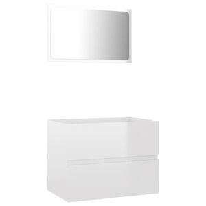 vidaXL 2 pcs conj. m&oacute;veis casa de banho contraplacado branco brilhante