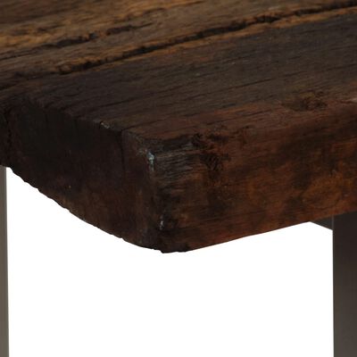vidaXL Mesa consola em madeira recuperada maciça e aço 120x35x76 cm
