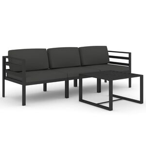 vidaXL 4 pcs conjunto lounge jardim com almofad&otilde;es alum&iacute;nio antracite