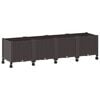 vidaXL Vaso de Jardim com Rodas Castanho 160 x 40 x 44 cm PP