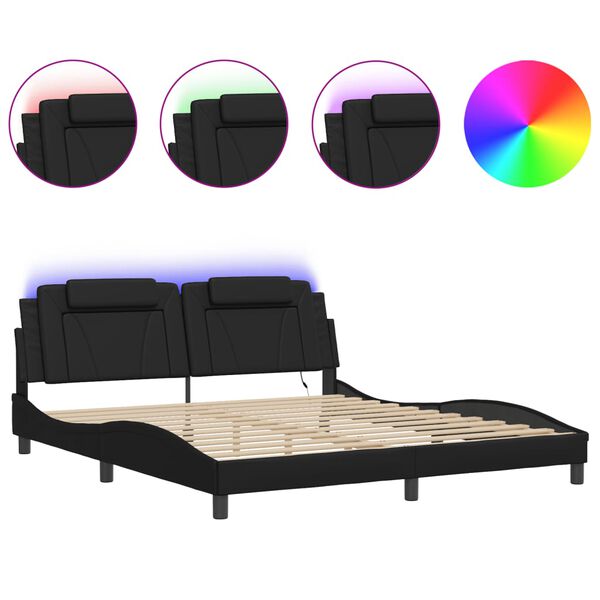 vidaXL Estrutura de cama Viana com LED sem colch&atilde;o 180x200cm preto