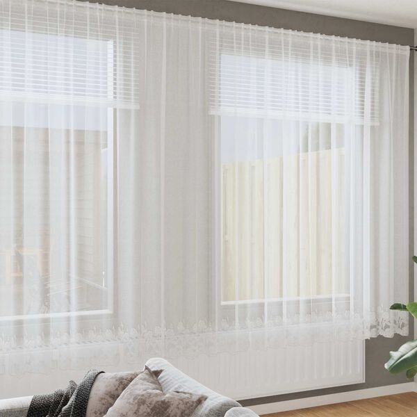 vidaXL Cortina de Renda com cortinas Branco 240 x 1200 cm Poli&eacute;ster