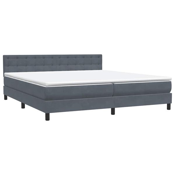 vidaXL Cama com molas colch&atilde;o 200x210 cm veludo cinzento-escuro