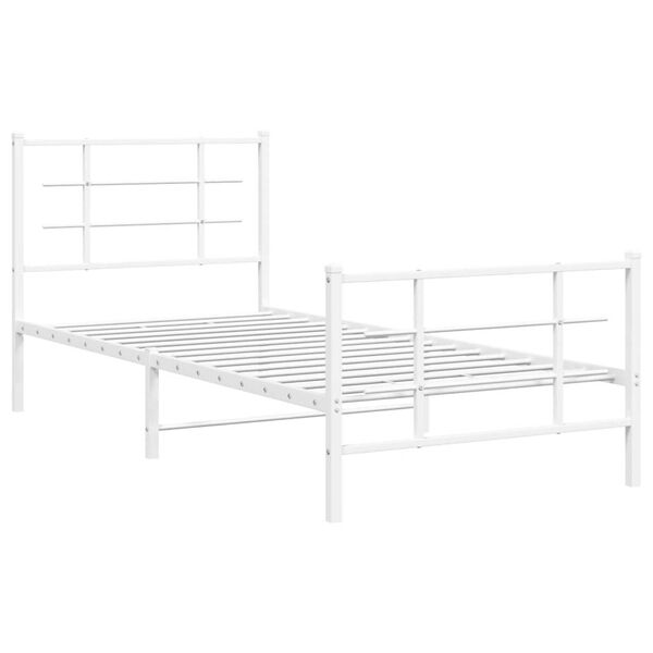 vidaXL Estrutura de cama com cabeceira e pés 90x200 cm metal branco