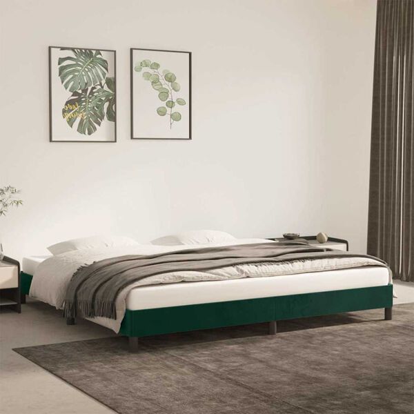 vidaXL Estrutura de cama sem colch&atilde;o 200x200 cm veludo verde-escuro