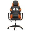 vidaXL Cadeira gaming massagens couro artificial preto e laranja