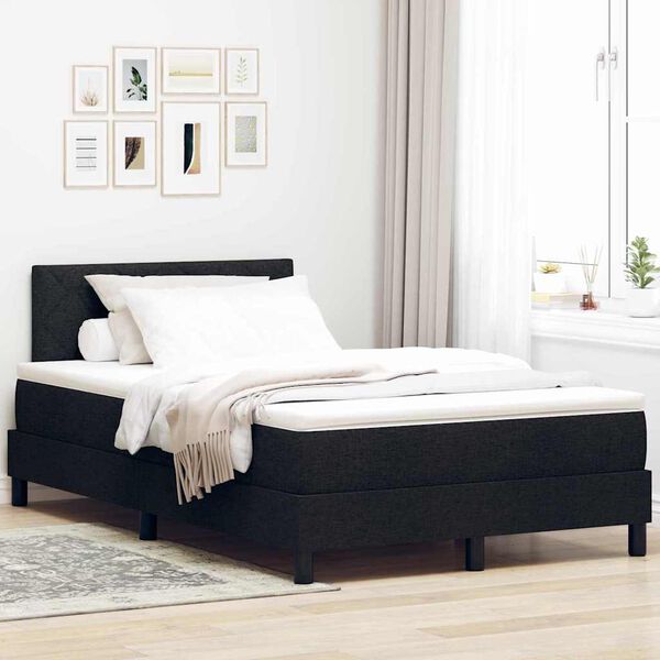 vidaXL Cama Box com colch&atilde;o com cabeceira Preto 120 x 190 cm tecido