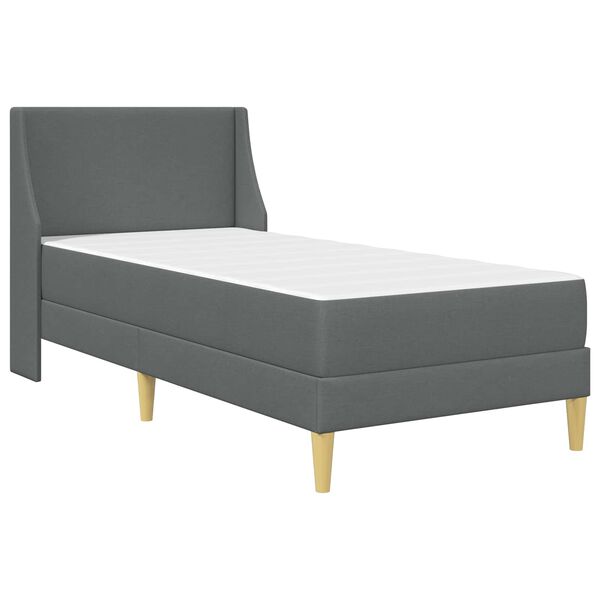 vidaXL Estrutura de cama com colch&atilde;o Cinza Escuro 90 x 200 cm
