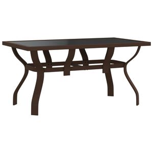 vidaXL Mesa de jardim 140x70x70 cm a&ccedil;o e vidro castanho/preto