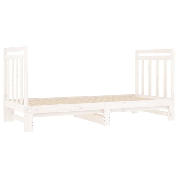 vidaXL Estrutura sof&aacute;-cama de puxar 2x(90x190) cm pinho maci&ccedil;o branco
