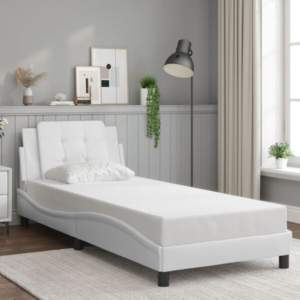 vidaXL Estrutura de cama com LED sem colch&atilde;o Zadar 90x190cm branco